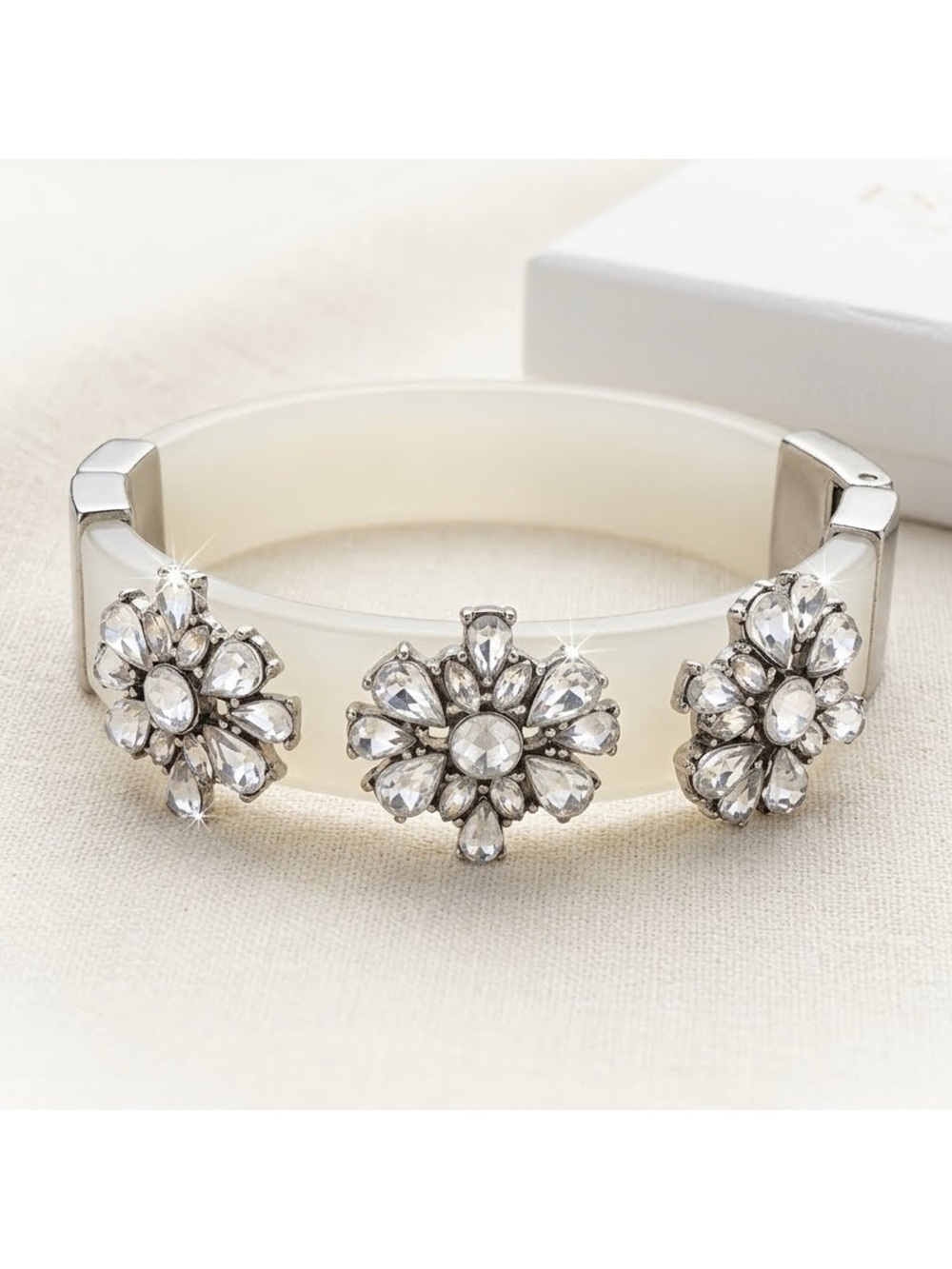 Crystal Floral Statement Bangle Bracelet